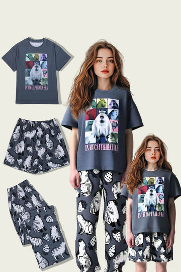 Pyjama familial assorti à imprimé animalier gris foncé
